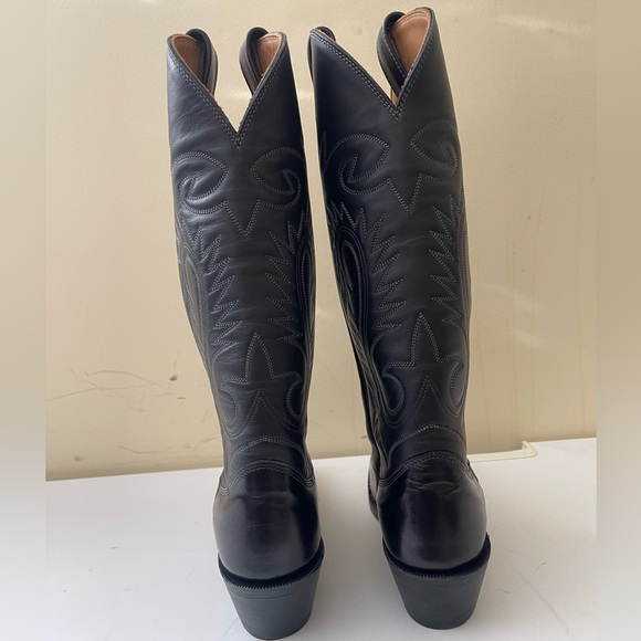 NWT Alberta Boot Company Black Cowboy exotic Leather Western Boots Men Size 8 US - Picture 3 of 8